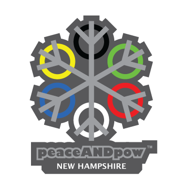 peaceANDpow ZEN Cog world colors New Hampshire sticker